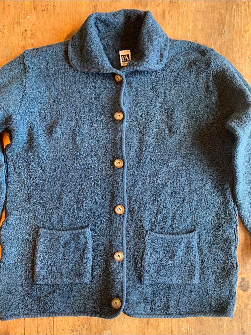 PA Company 1990’s Women’s Navy Blue Button-Up Cotton Cardigan - Picture 3 of 16